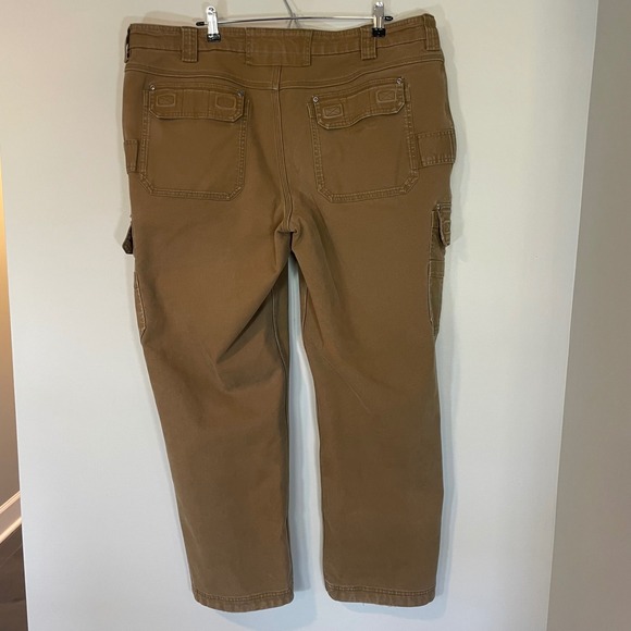 Duluth Trading Co Flex Fire Hose Fleece Lined Cargo Pants Brown Tan Mens 44x32 - Picture 5 of 9